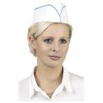 Calots en papier blanc liseré bleu le carton de 100