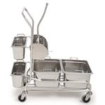 Chariot inox 4 seaux + presse pour salle blanche