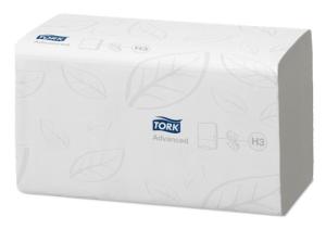 Essuie-mains Advanced interfoliés 2 plis en V 23x23 cm H3 les 15 packs 250f TORK