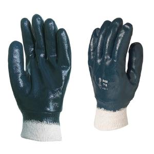 Gants enduits nitrile - bleu/blanc - taille L la paire