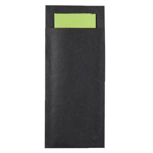Pochettes kraft ébène/serv ouate 38x38 pistache les 240