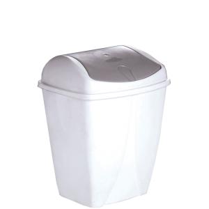 Poubelle couvercle basculant 10L plastique blanc
