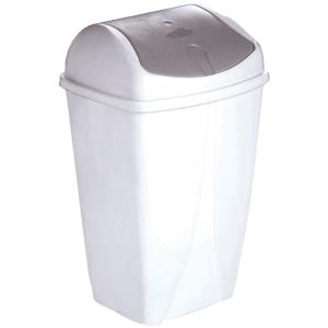 Poubelle couvercle basculant 50L plastique blanc