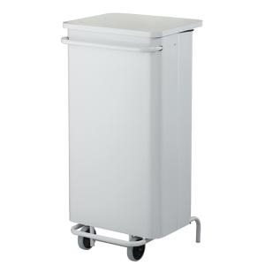 Poubelle mobile à pédale 110L Collecroule carenée acier poudré blanc ROSSIGNOL